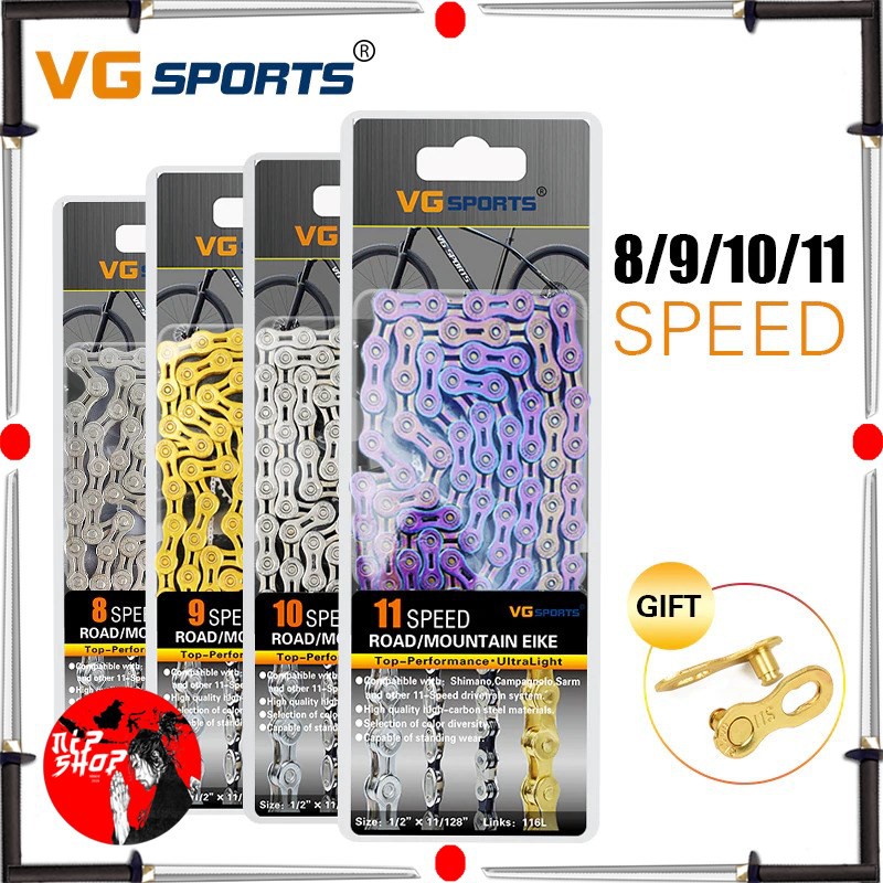 VG Sports Rantai Sepeda Bicycle Chain Half Hollow 9 Speed for Mountain Road Bike - Golden