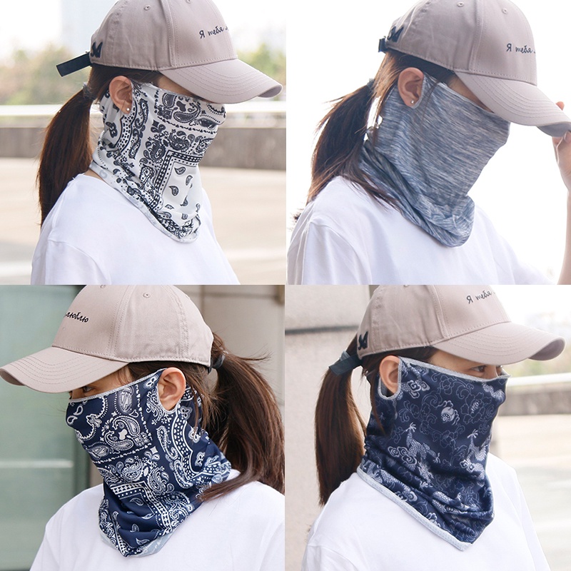 Syal pembunuh es sutra tabir surya syal pria dan wanita kerudung masker wajah Sunscreen Daisy Veil Neck Protector Outdoor Ladies Driving Thin Face Mask Cover Face Shade Neck sutra masker