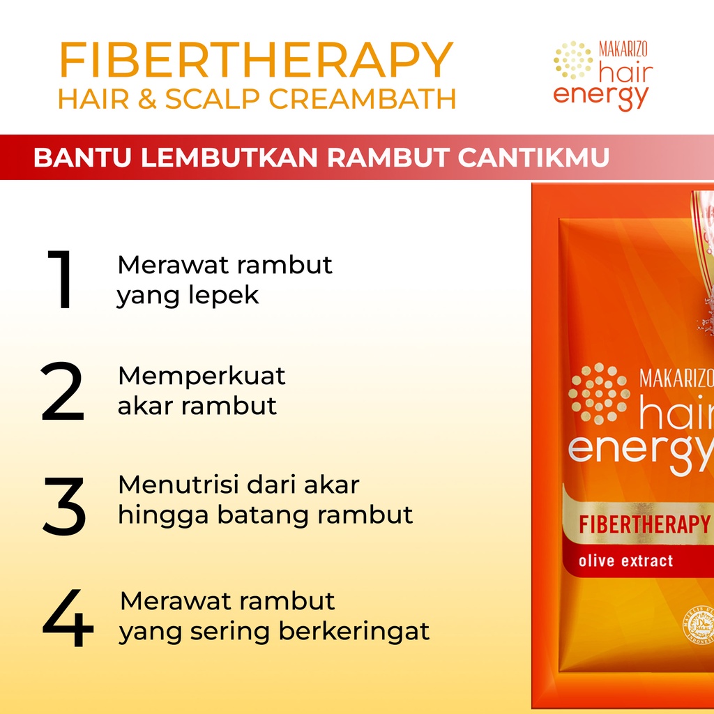 Makarizo Hair Energy Fibertherapy Hair & Scalp Creambath Olive 60 mL / Perawatan Rambut / Hijab-3