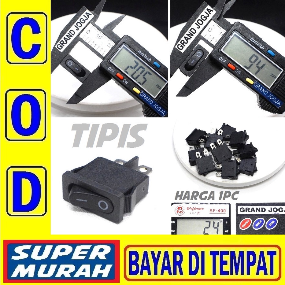 RAK 1C Saklar On Off Tipis Pipih Gepeng 2pin 2 Pin Tombol Lampu Led Motor Mobil Elektro Universal
