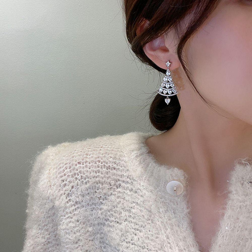 Mxbeauty Anting Pohon Natal Trendi Mewah Wanita Hadiah Cinta Hati Gaya Korea Anting Wanita Drop Earrings