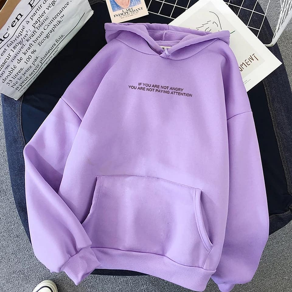 BARU PILIHAN SWEATER HOODIE WANITA LILAC BAHAN FLEECE TEBAL-3