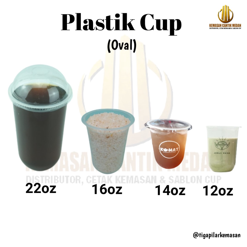 Plastik cup minuman dingin oval