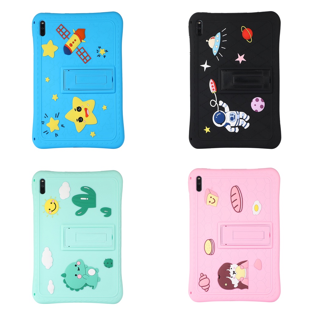 Untuk Huawei MatePad 10.4 (2022/2020) BAH4-W09 BAH4-AL10 BAH3-W09 BAH3-AL00 BAH3-L09 BAH3-W59 Fashion Tablet Perlindungan Lucu Kartun Astronot Lembut Silicone Cover Fold Stand Case