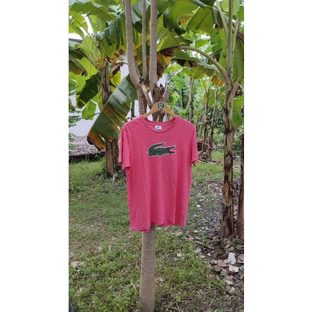 Kaos lacoste big logo pink (ORI)