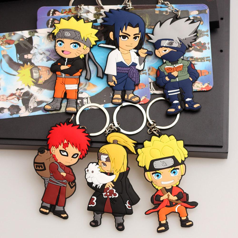 [Elegan] Naruto Gantungan Kunci Untuk Hadiah Anak Miniatur Uchiha Sasuke Anime Jepang Darah Panas Anime Key Ring