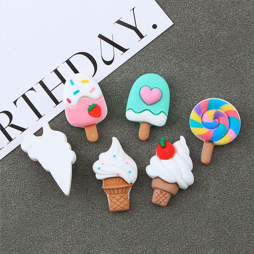 ❈Rowan ROWAN ROWAN❈ 10 Pcs Aksesoris Hiasan Kepala Bentuk Es Lolipop Bahan Resin Untuk Dekorasi Case Hp