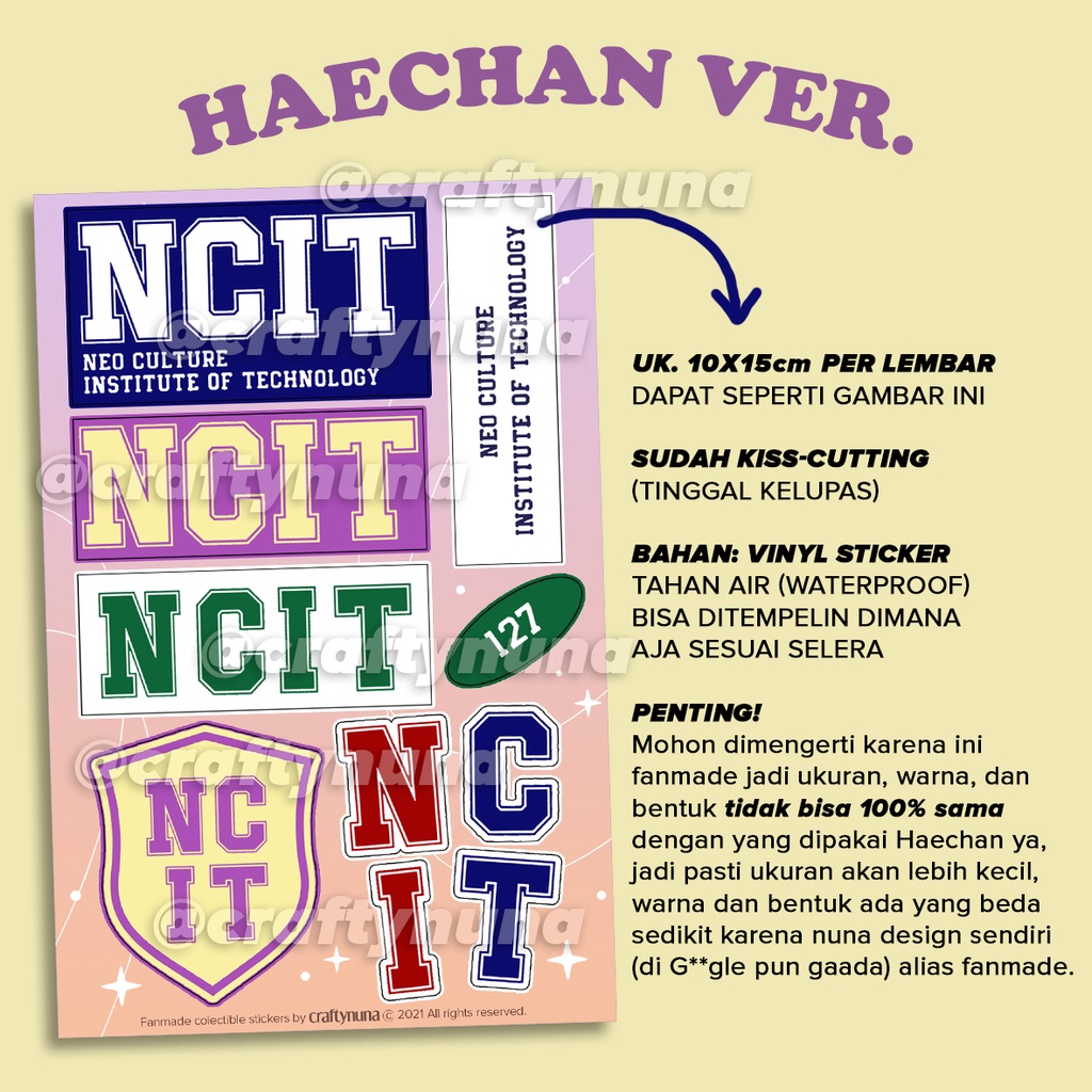 (NC-021) NCT 127 NCIT FANMADE STICKER SET Haechan stiker laptop case hp deco kpop dream fanmade aesthetic