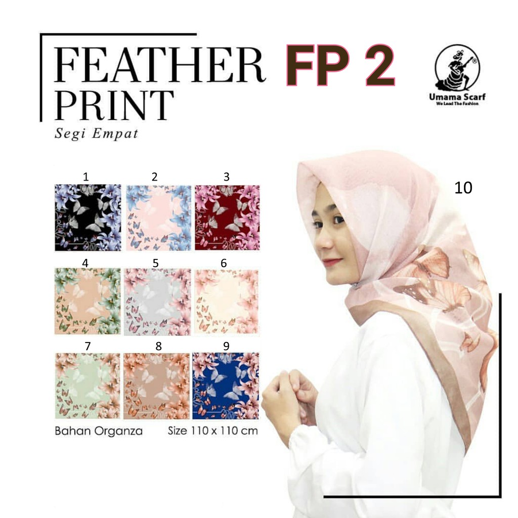 Kerudung Organza (FP-2) Hijab Jilbab Segi Empat Motif