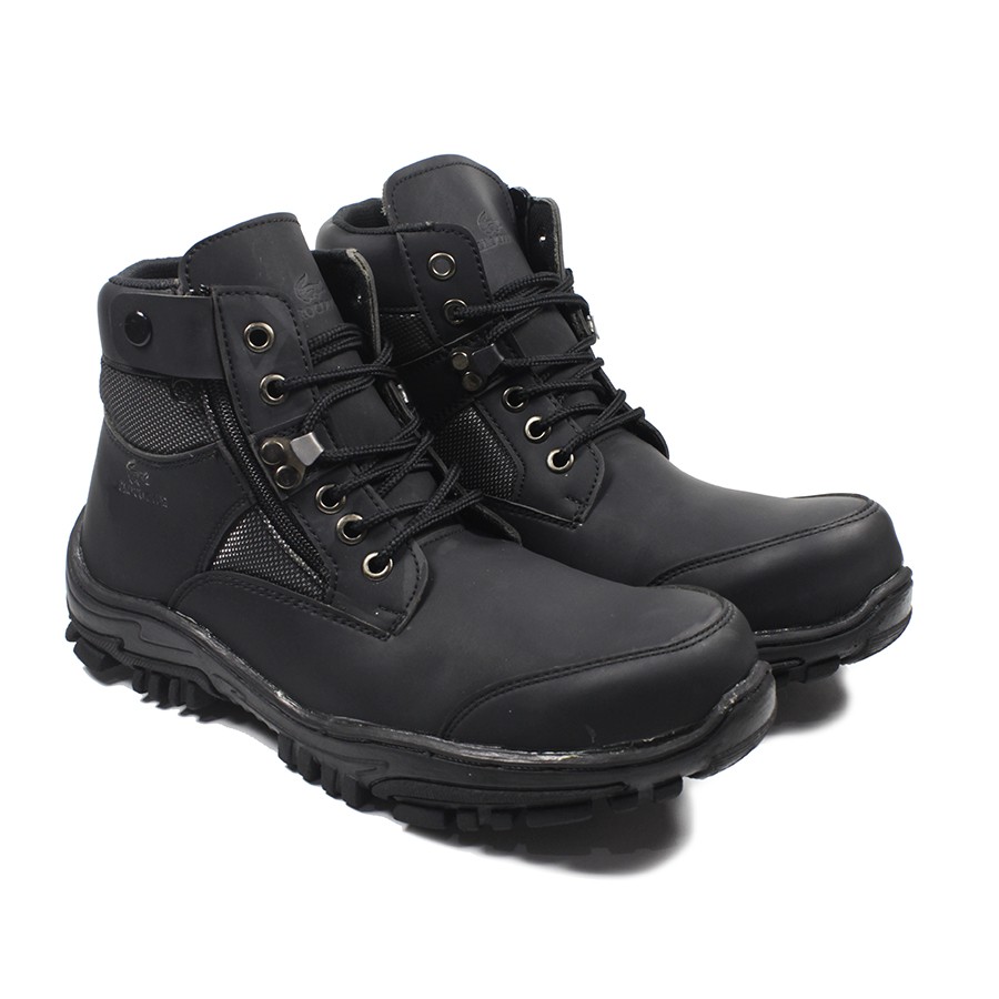 Sepatu Pria Safety Boots Crocodile Jointer Sleting Zipper Ujung Besi Tracking Outdoor