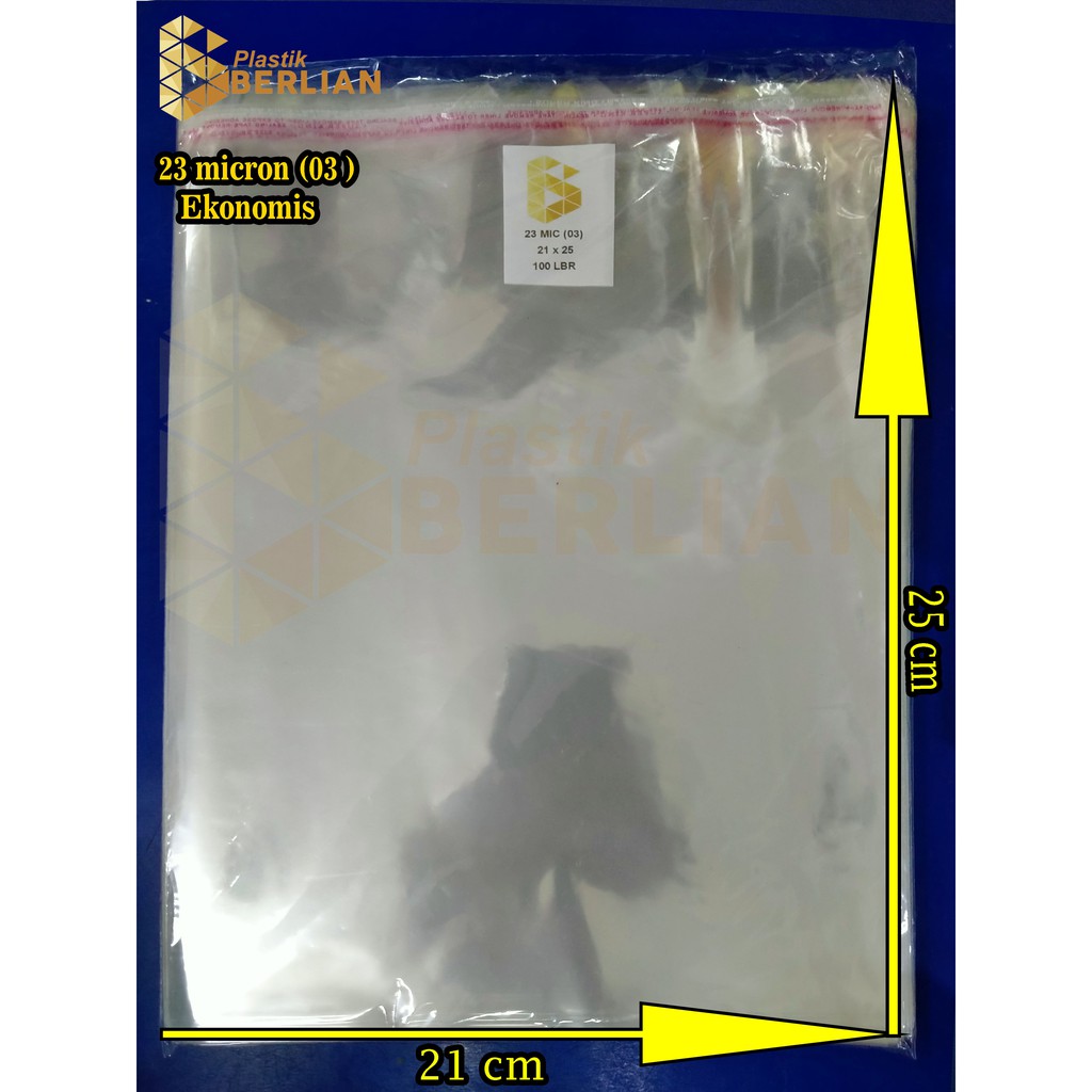 

21 x 25 cm Plastik OPP EKONOMIS 23micron (100 lbr) (lem/seal)