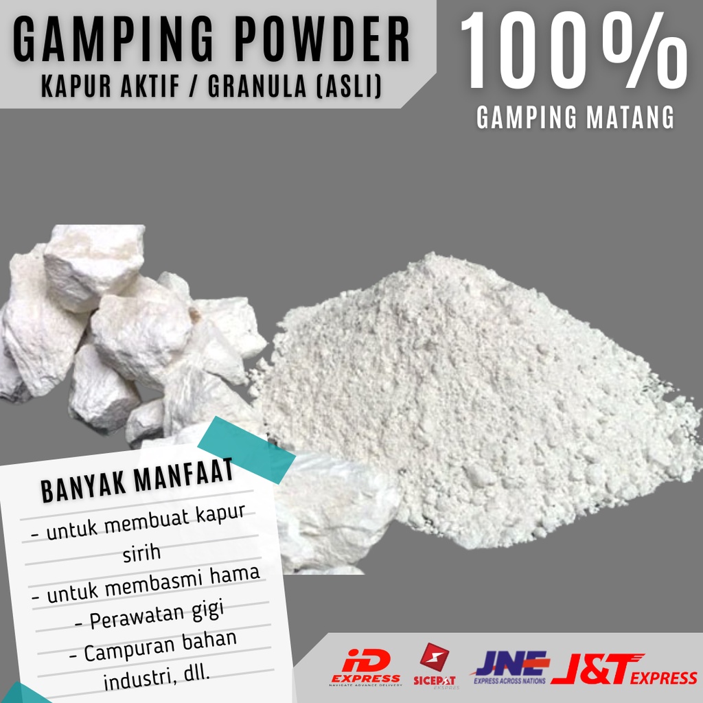 

100% KAPUR AKTIF POWDER / KAPUR SIRIH / BUBUK GAMPING ASLI MATANG / GRANULA / LIMESTONE / ENJET.