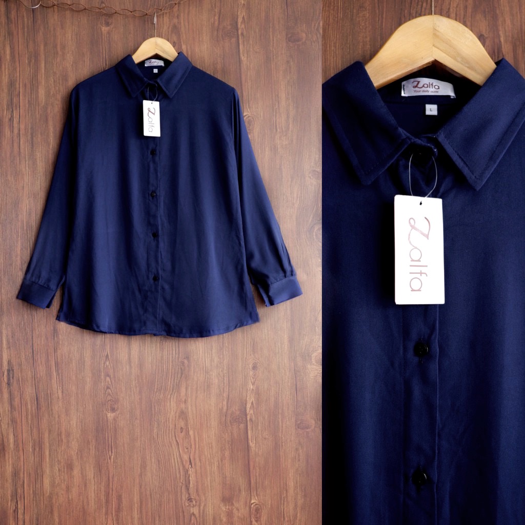 BASIC rayon kemeja by ZALFA OUTFIT-Navy