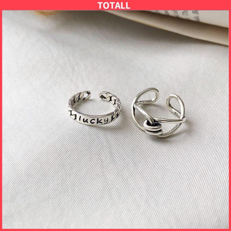 COD Minoritas desain cincin terbuka fashion wanita cincin fashion retro gaya keren kepribadian wanita finger ring set-Totall