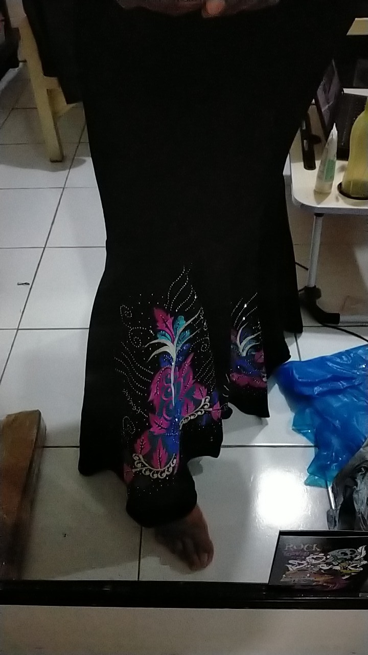 Rok Duyung Bordir Kombinasi Plisket Motif Bunga Allamanda Premium Quality