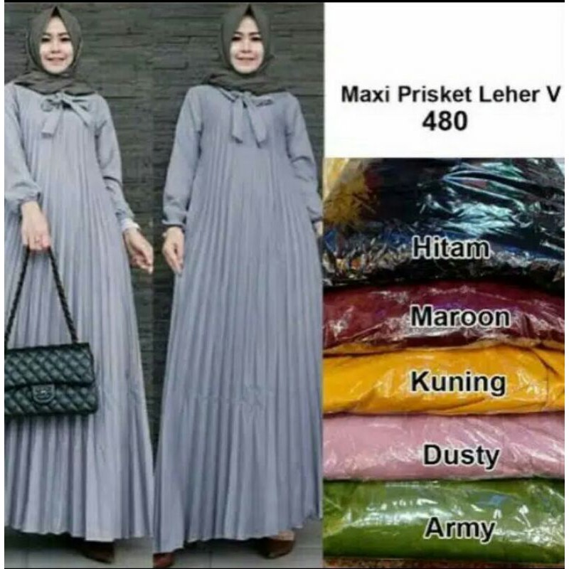 Gamis plisket termurah //gamis plisket bahan hyget premium