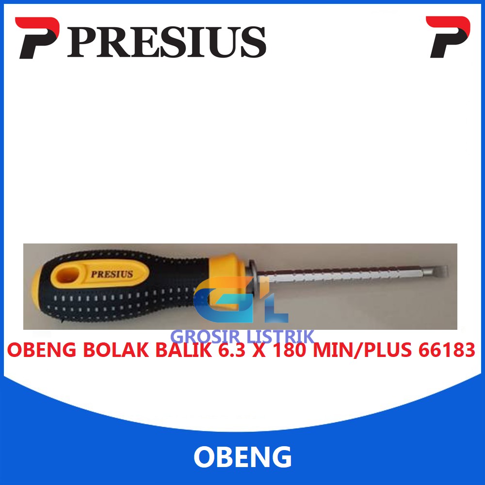 Presius Obeng Bolak Balik Min / Plus 6.3 x 180 66183 (Screwdriver) Original Grosir Promo Murah