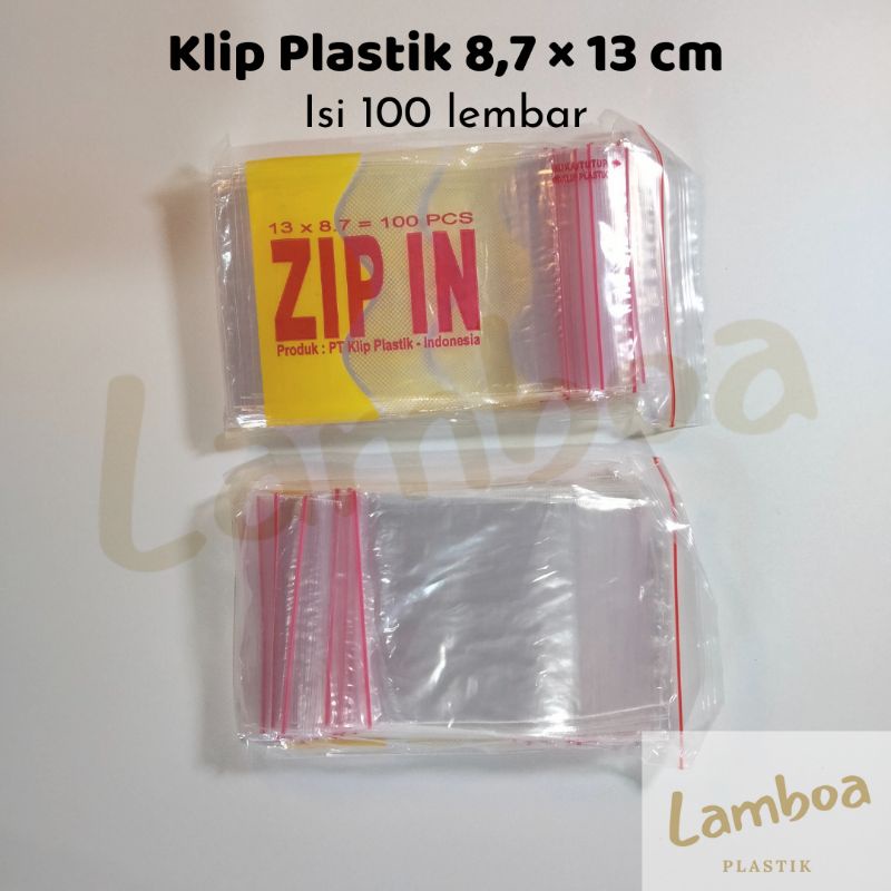 Klip plastik 8,7x13 cm tebal zip lock PE 13x8,7 Zip In 8,7 x 13 8.7
