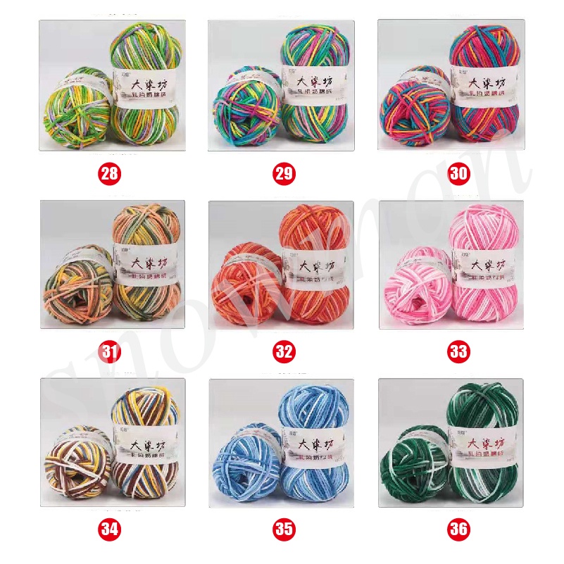 benang rajut katun sembur import/50 g Mixed Job Knitting Crochet Milk Super Soft Baby Cotton Wool Yarn 5 ply