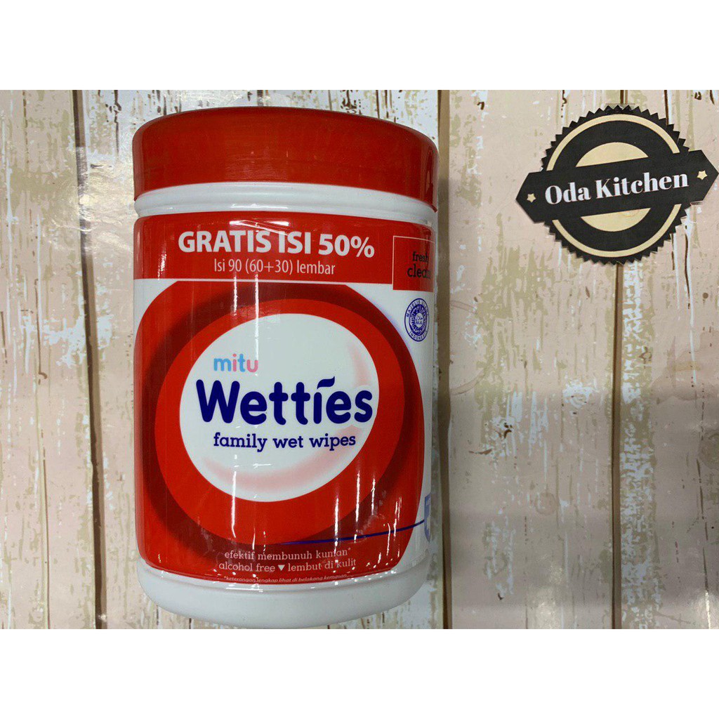 MITU WETTIES TISSUE BASAH ANTISEPTIC BOTOL 90s BOTOL TISSUE WET WIPES