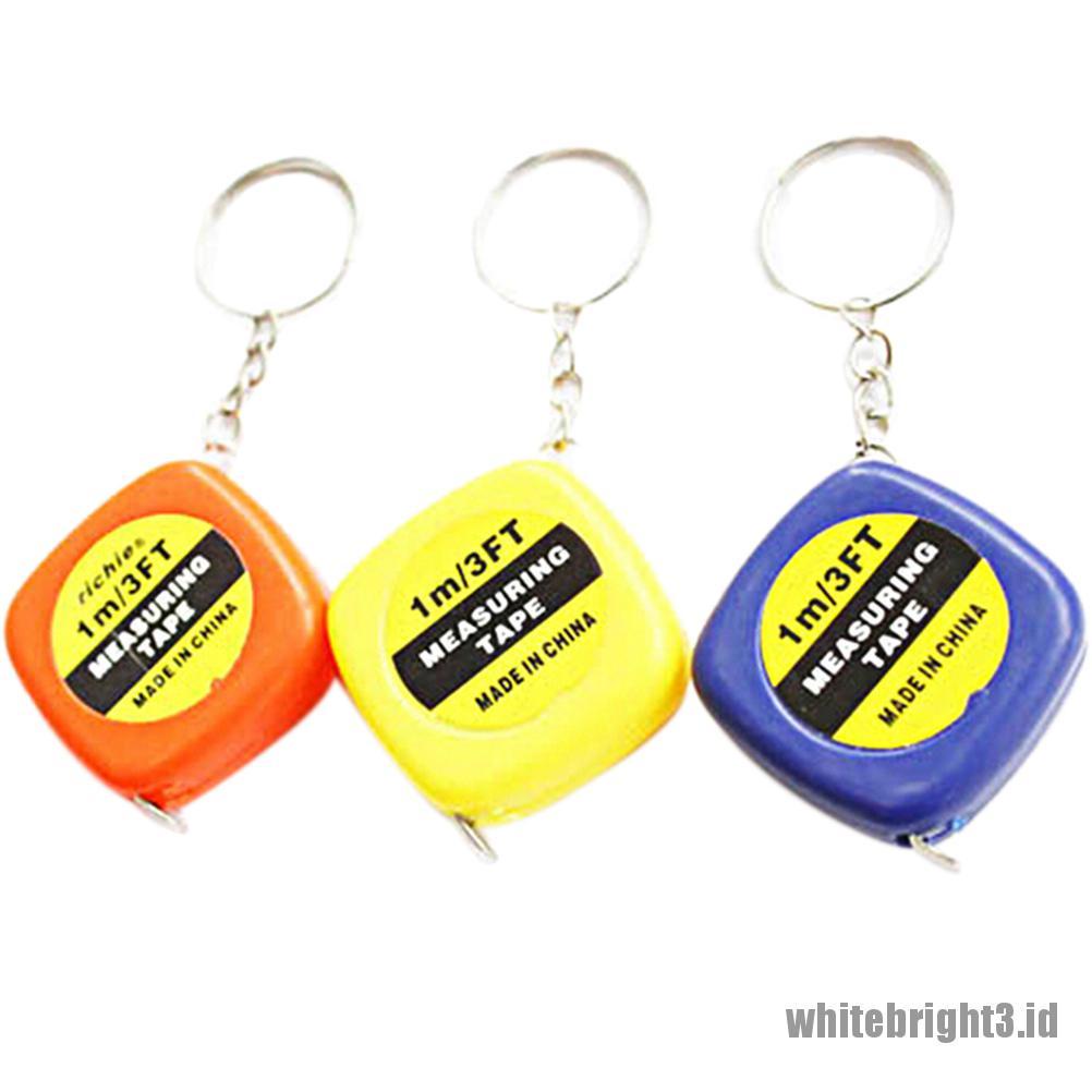 ❤WHITE3❤ Style New Mini Keychain Key Ring Easy Retractable Tape Measure Pull Ruler 1M