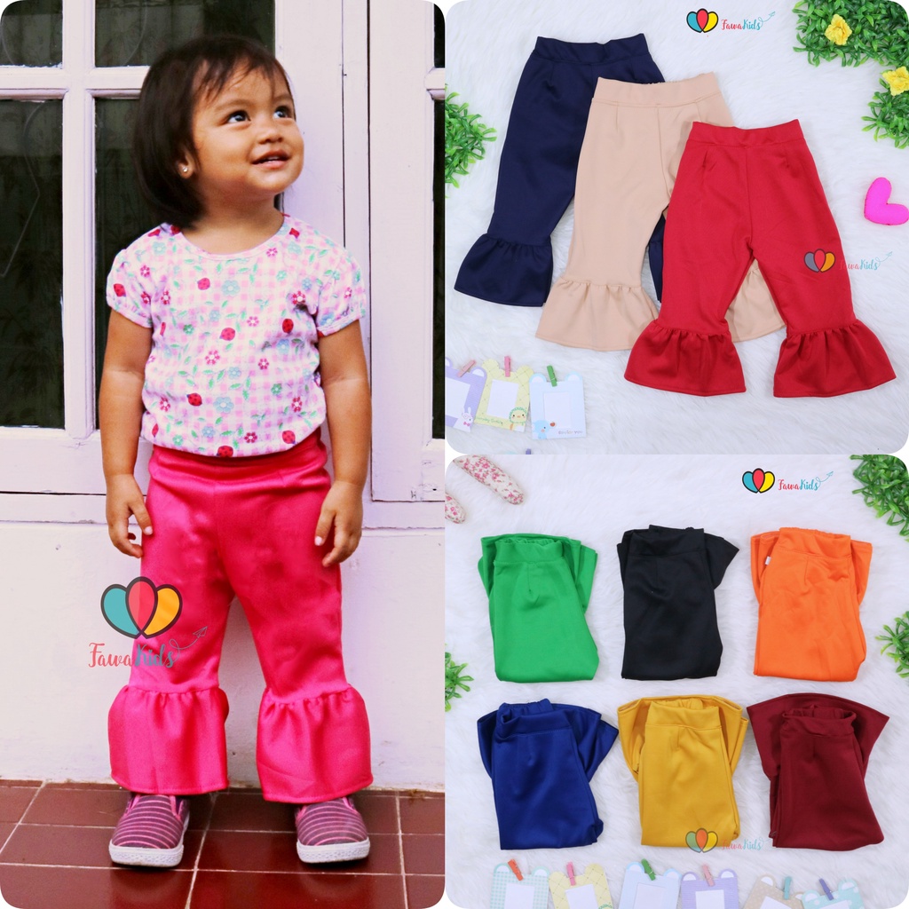 Trumpet Polos 1-7 Tahun / Celana Cutbray Adem Anak Perempuan Legging Cewek Modis Girl Lucu Panjang