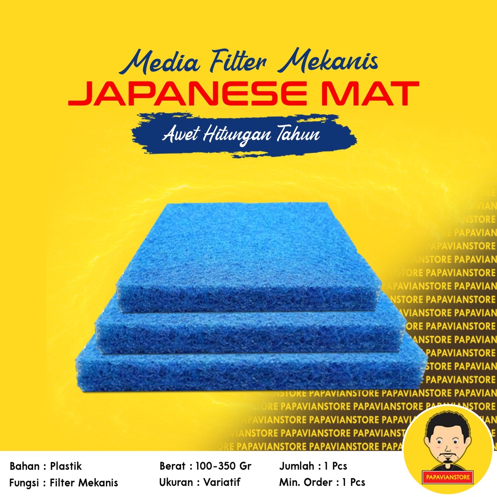 Japmat Filter Japanese Mat - Media Filter Talang Aquarium Kolam Ikan Koi 30x15cm - 40x20cm - 50x25cm