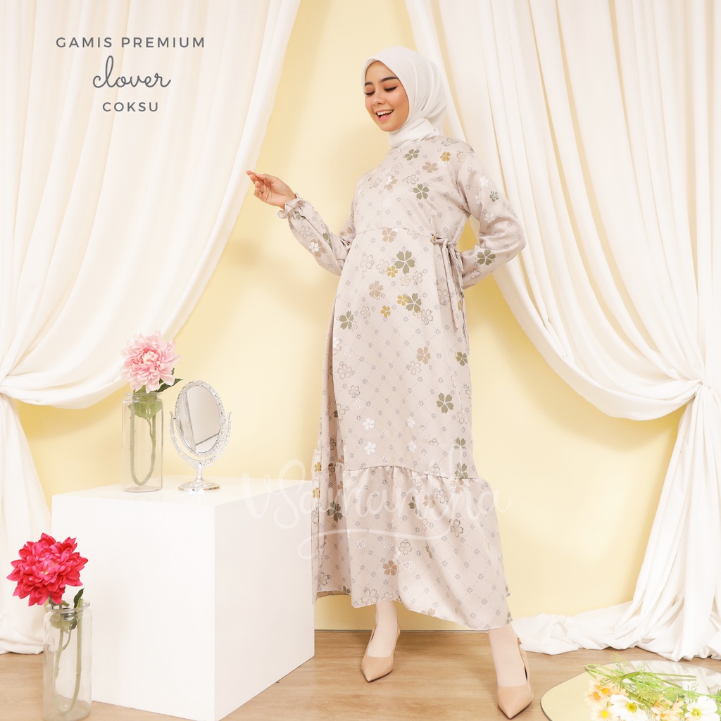 Gamis Homedress Silk Premium Motif Clover