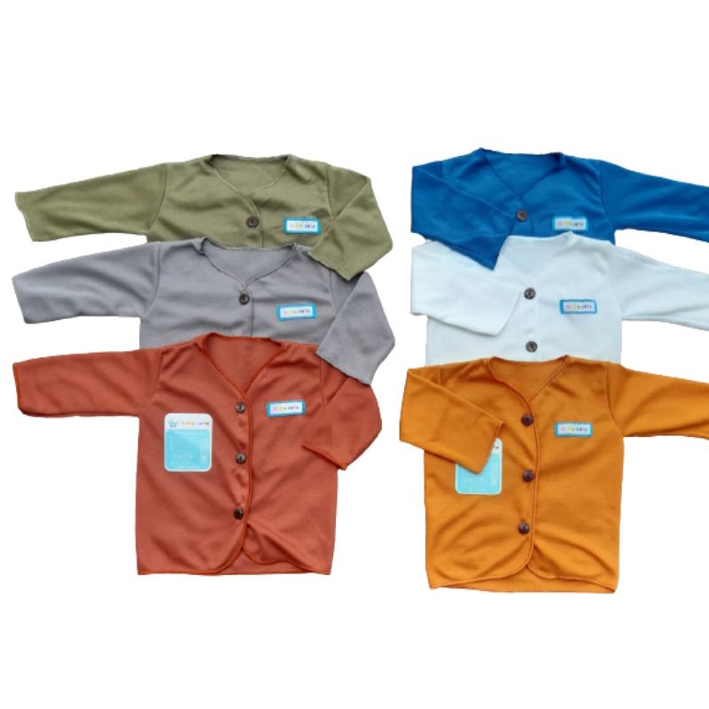 Baju Bayi Polos Lengan Panjang S,M dan L(JUMBO)6pcs SNI-Natural 6pcs nb