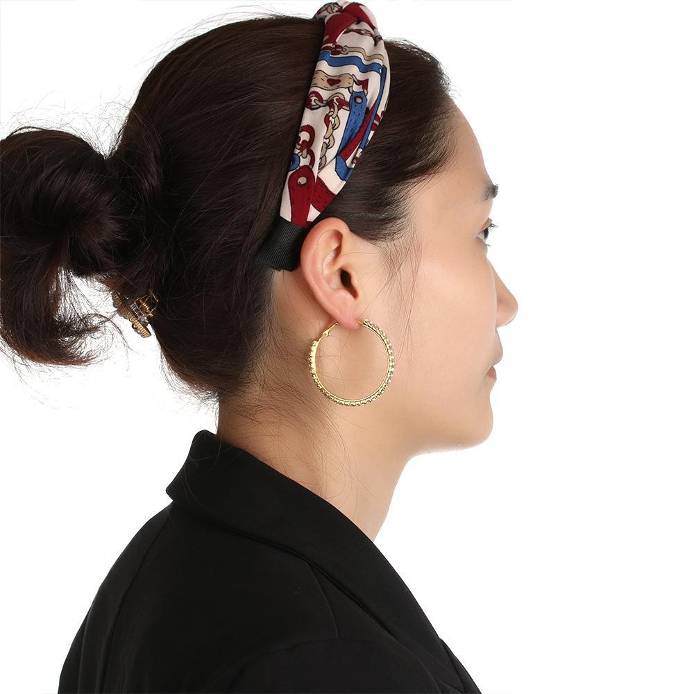 Wonder Kristal Anting Hoop Shiny Perak Emas Bulat Lingkaran Menjuntai Perhiasan