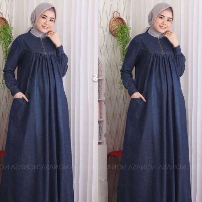 gamis jeans terbaru 2021/gamis jumbo/gamis jeans import/gamis wanita