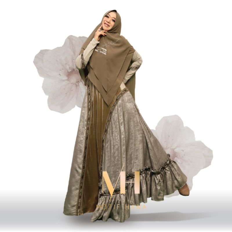 MH - Luna Series by Motif Hawa Official / Gamis Pesta Mewah Premium / set Syari Khimar 2 layer premi
