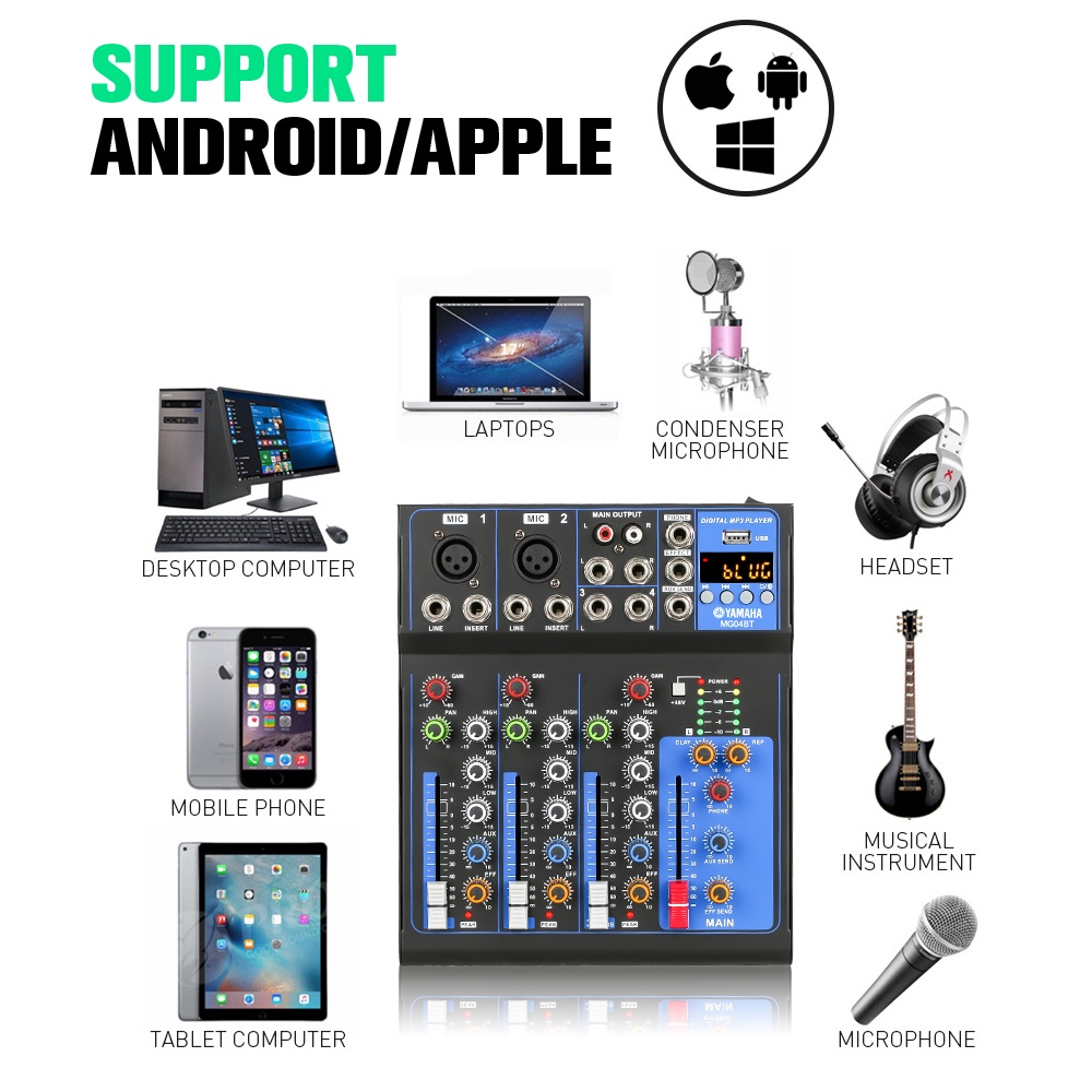 AUDIO MIXER YAMAHA mixer profesional 4-channel MG04BT mixer USB penguat sinyal Penguat KTV penguat kinerja panggung penguat kinerja panggung