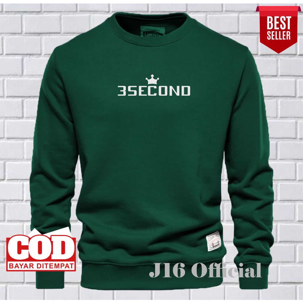 3SECOND Crewneck Pria Wanita Bahan Cotton Fleece Tebal Premium DISTRO