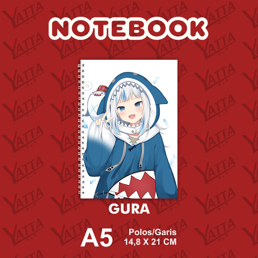 

Notebook Anime ukuran A5 14,6 cm x 21 cm Hololive ENG - Gura