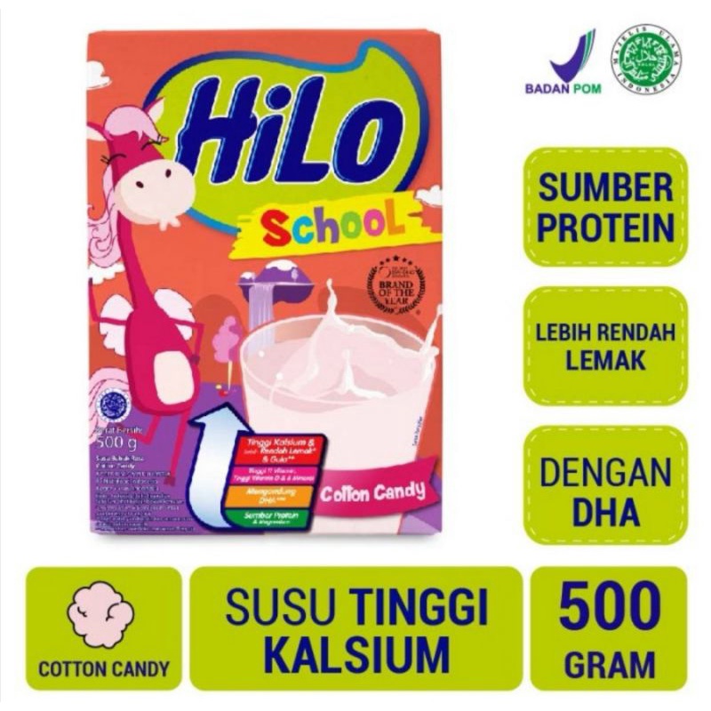 Hilo School Cotton Candy 500 gr Susu Bubuk Anak Rasa Permen