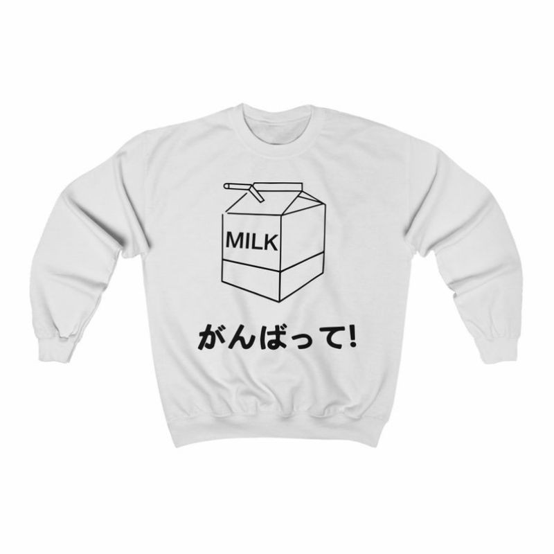 S - XXXXXL(6XL) Sweater Cute Milk JAPANESE Sweatshirt BIGSIZE Crewneck Japan Oblong JUMBO Cute Milk