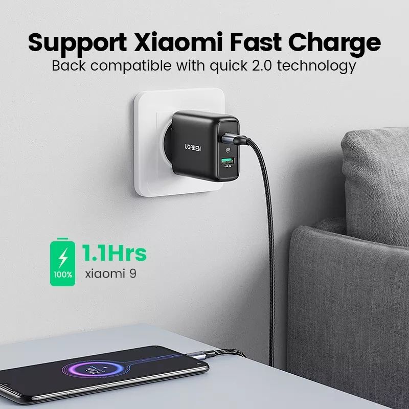 UGREEN Adaptor Charger 36W Dual Fast Charging Dual USB Qc 3.0 Original