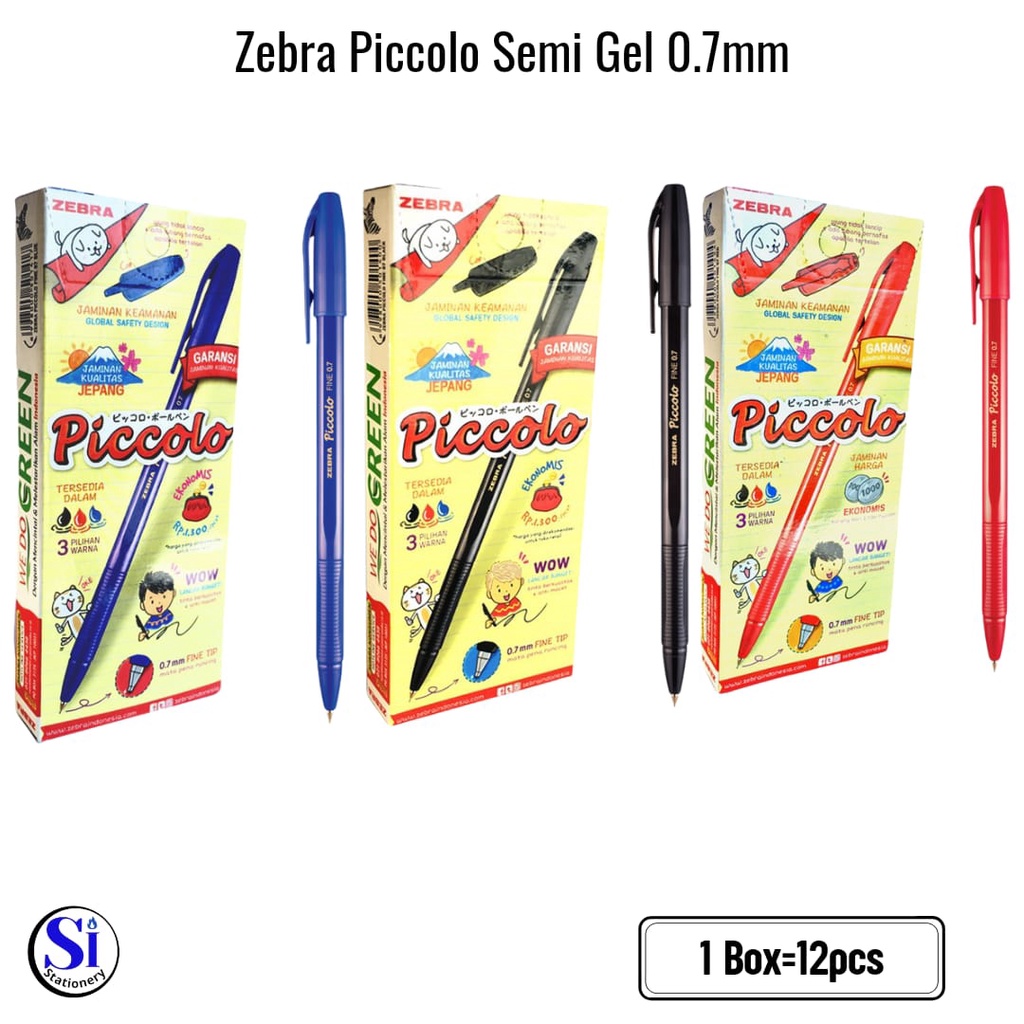 

Pulpen Zebra Piccolo Semi Gel 0.7 mm Isi 12 pcs