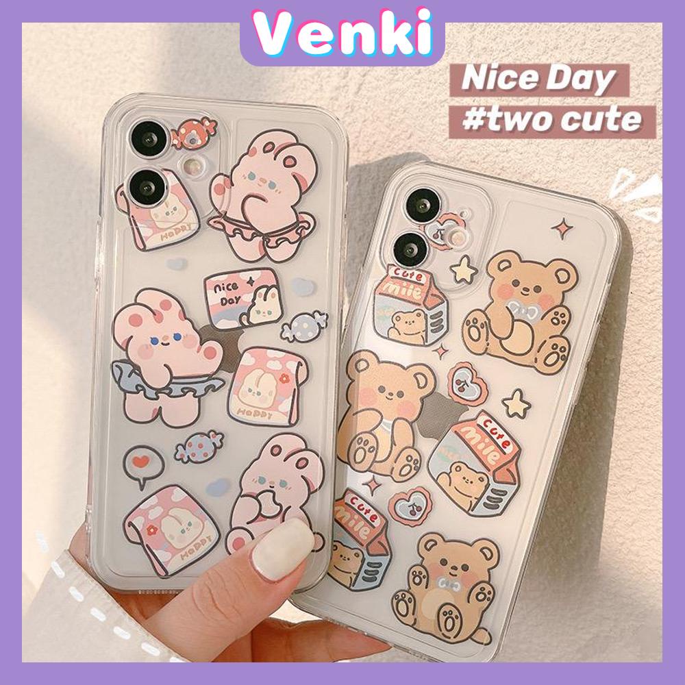 Casing Silikon Tpu Iphone 13 Pro Max 12 Pro Max 11 Pro Max 7 Plus Xr Xs Max 12 7 Plus Motif Kartun Beruang Kelinci