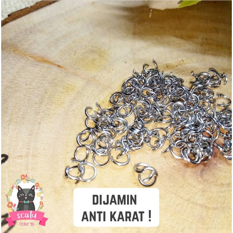 Jump Ring Sambung Penyambung Monel Anti Karat Baja Warna Silver 0.6