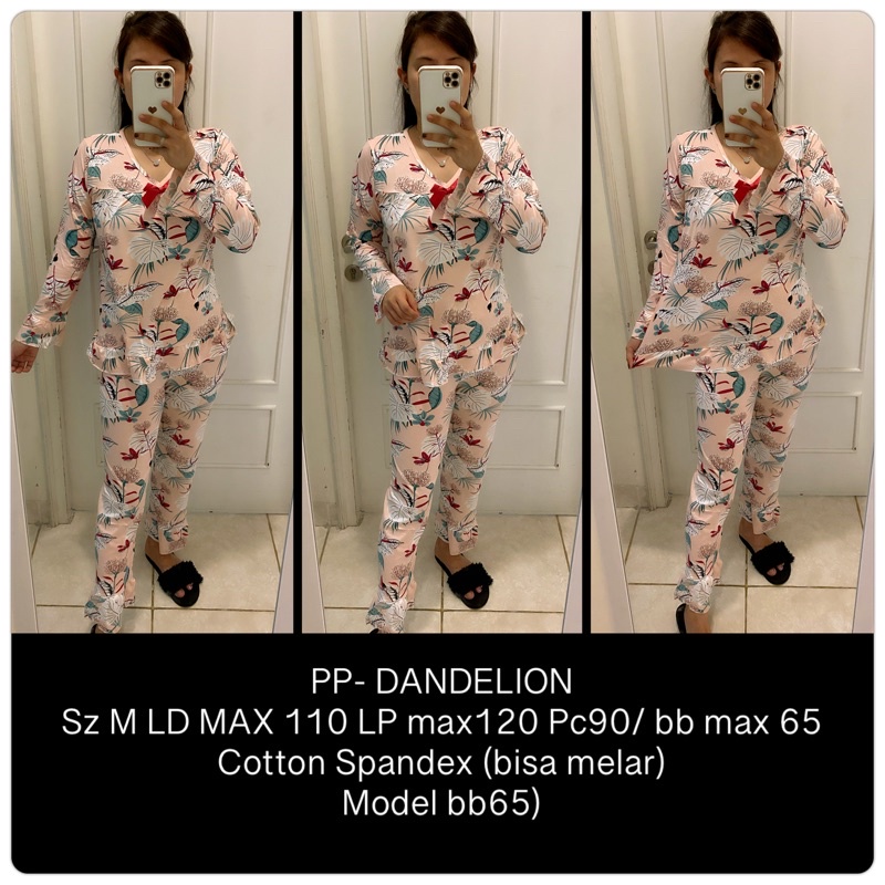 BAJU TIDUR LENGAN PANJANG LEISURE VOGUE DLL KOREA IMPORT CINA WANITA KADO PP PIYAMA REMAJA DEWASA-PP-DANDELION /M