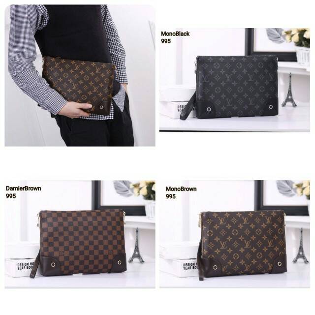 LOUIS VUITTON BASS PM M CLUTCH HANDBAG56717 Macassar monogram canvas Brown  Cloth ref.658019 - Joli Closet