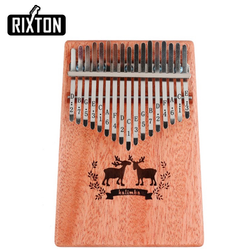 Rixton Kalimba 17 Key Thumb Piano with Tuning Hammer Portable Mahogany Body Finger Piano Kit