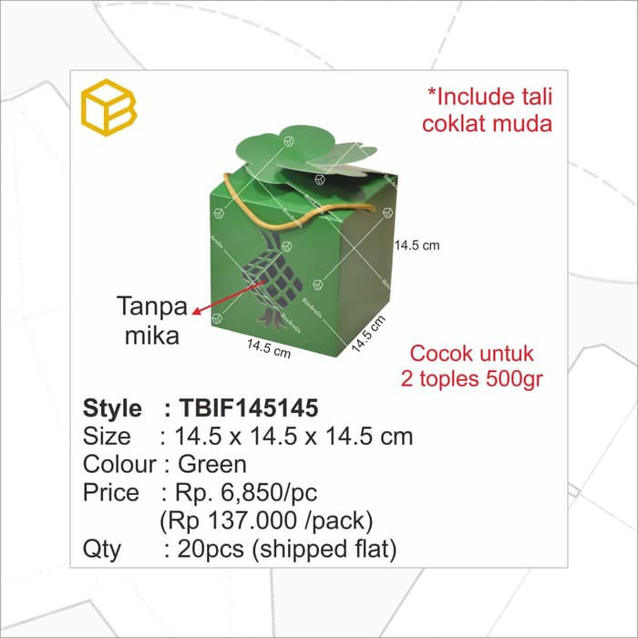 

Ready Stok TBIF145145 | Idul Fitri, Box Lebaran, Packaging, Dus, Toples Box - Cokelat Muda Diskon