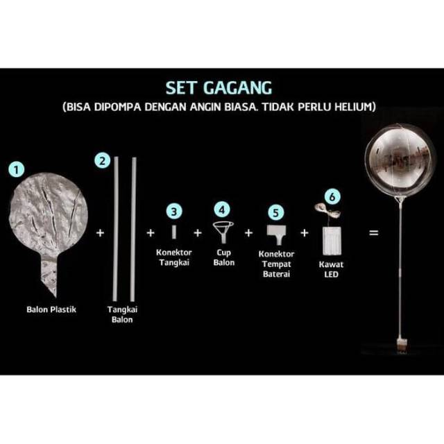 BALON PVB LED SET TONGKAT STICK TANGKAI CUP/BALON TRANPARAN LAMPU LED BALON HIAS DEKORASI WEDDING