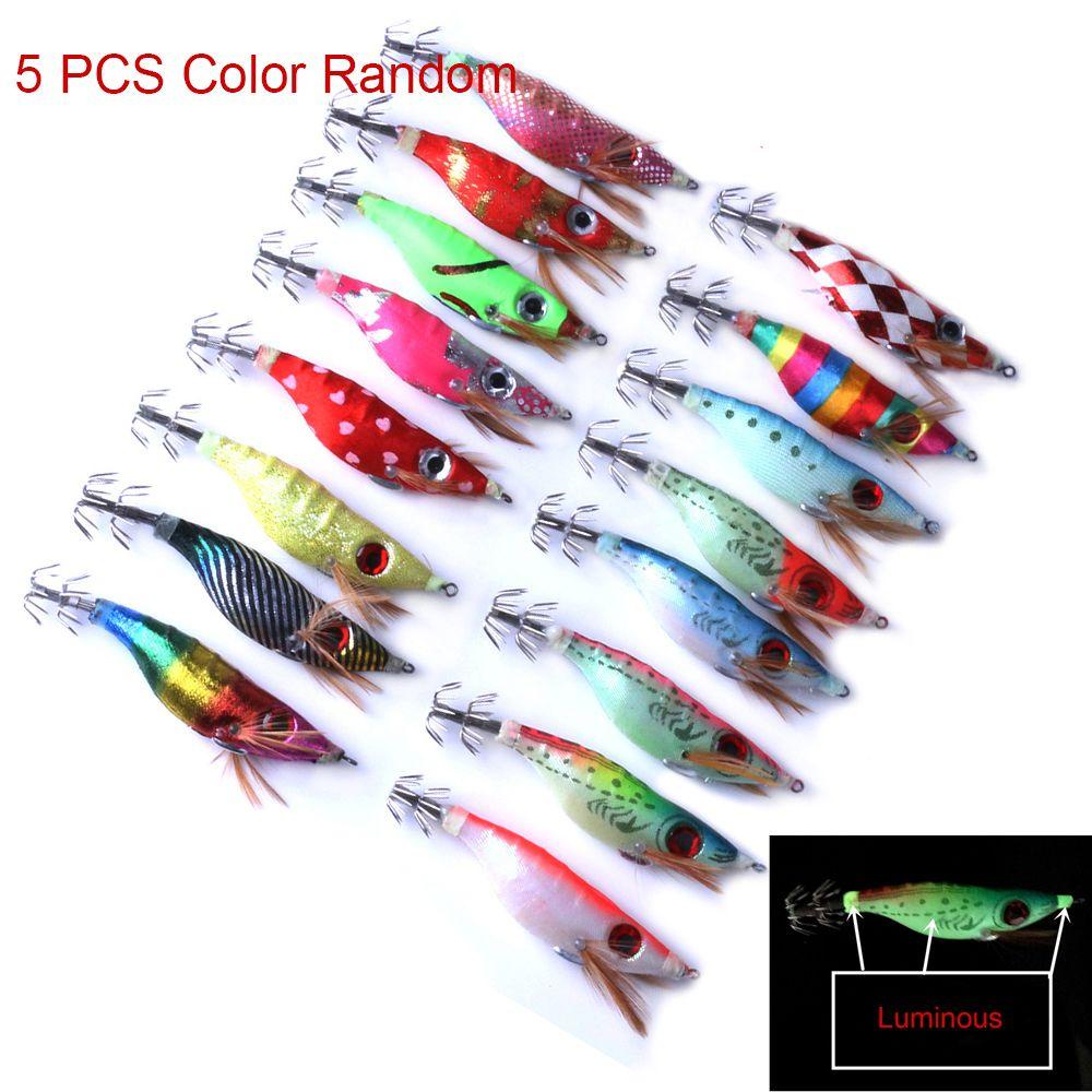 Preva 5pcs Warna Acak Bercahaya Udang Umpan Manusia Hidup Buatan Bass Umpan Malam Memancing