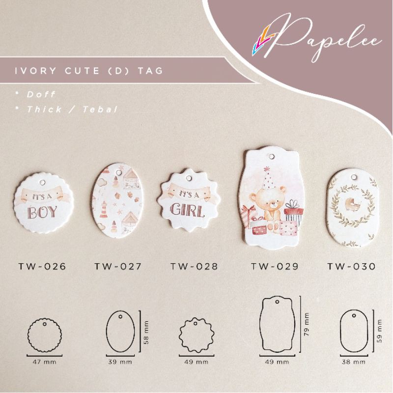 

Ivory Cute Tag tebal / Gift Tag / Hangtag / Tag Hampers