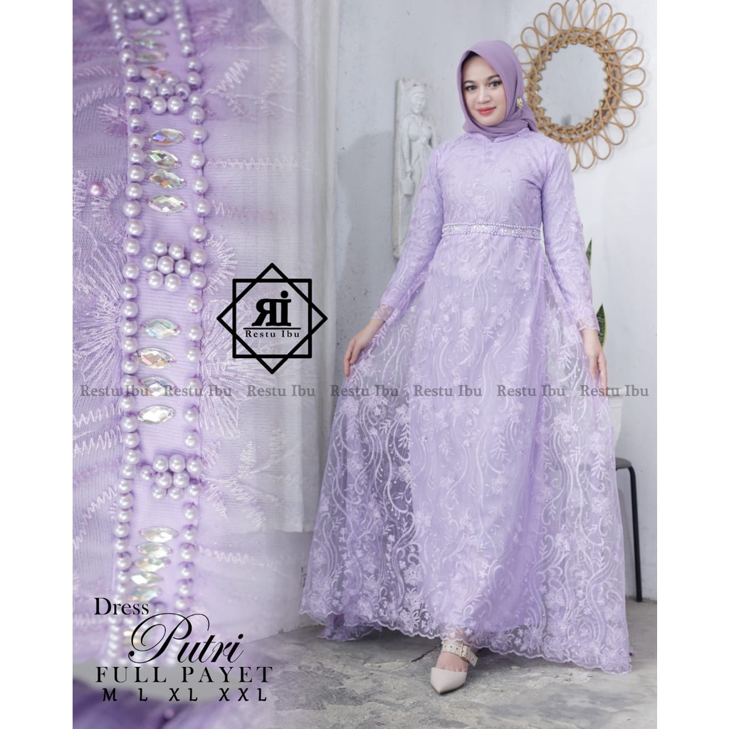 Dress Putri RI / Gamis / Kebaya Gamis Tulle Modern / Dress Brukat