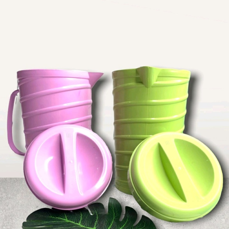 Teko Air Minum Bahan Plastik 1.5L Water Jug Salur Warna Pastel Ceret A